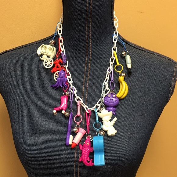 Vintage Jewelry Vintage Plastic Bell Charm White Chain Necklace Poshmark